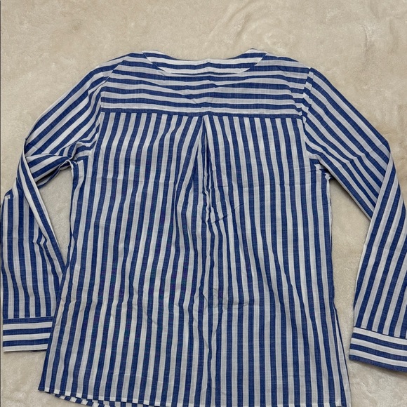 Style & Co Blue and White Striped Blouse M - Picture 3 of 4